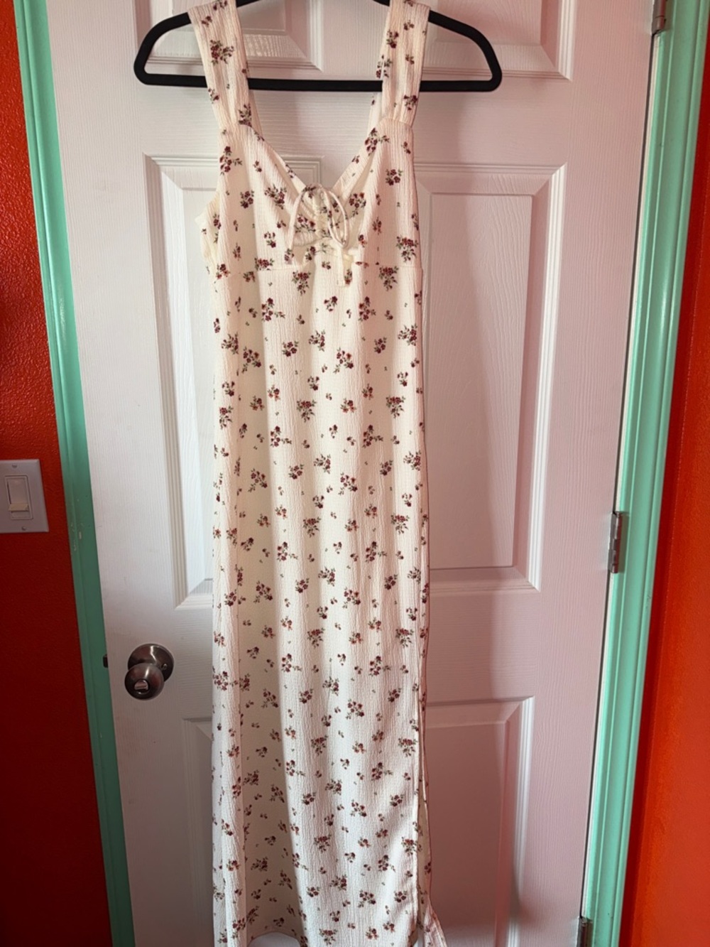 Madden Girl Cream Floral Dress with Red and Brown Accents